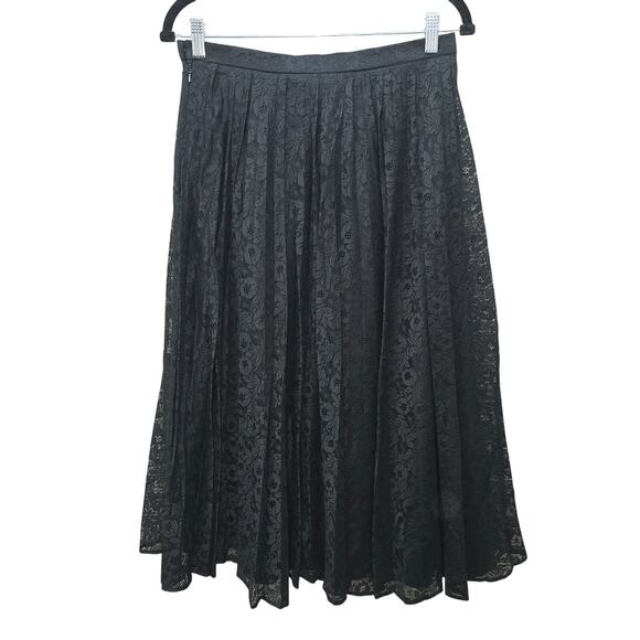 SOLO Midi Skirt Womens 12 Black Lace Whimsy Goth Romantic Capsule Minimalist - Picture 3 of 13